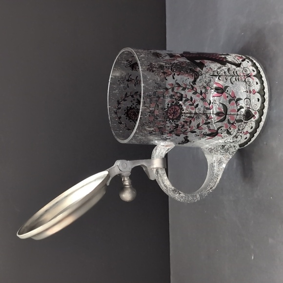 VGT,German Rein Zinn Glass Beer Stein With a Pewter Hinged Lid. - Picture 4 of 9